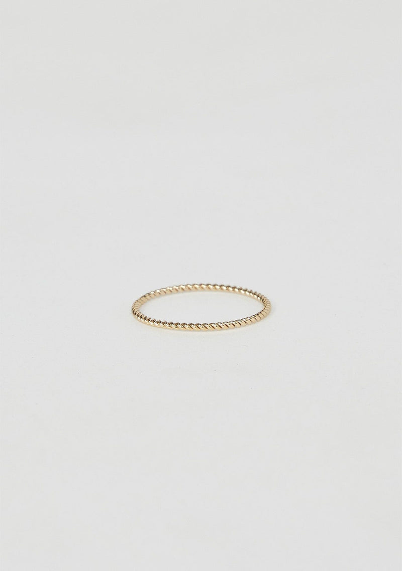 [Color: Gold Fill Twist] A thin twisted gold fill ring by Moon Pi jewelry.