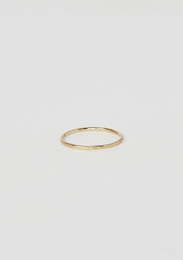 [Color: Gold Fill] A thin hammered gold fill ring by Moon Pi jewelry.