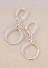 sterling silver dainty open circle earrings  with a leverback. 