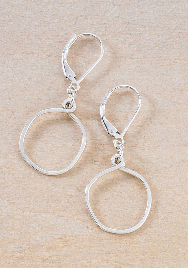 sterling silver dainty open circle earrings  with a leverback. 