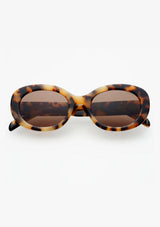 [Color: Milky Tortoise] An image of round sunglasses with a tortoise frame from FREYRS.