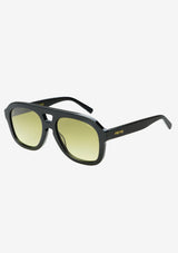 [Color: Green Black] Sunglasses with a black frame and green lenses from FREYRS.