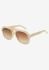 [Color: Grey Pearl] Sunglasses with a beige pearl frame from FREYRS.