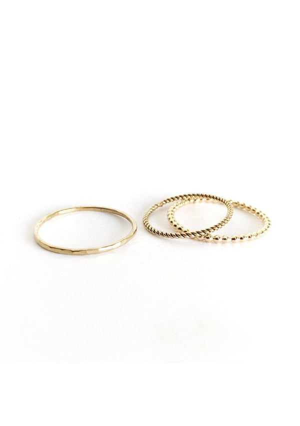 [Color: Gold Fill] A thin hammered gold fill ring by Moon Pi jewelry. 