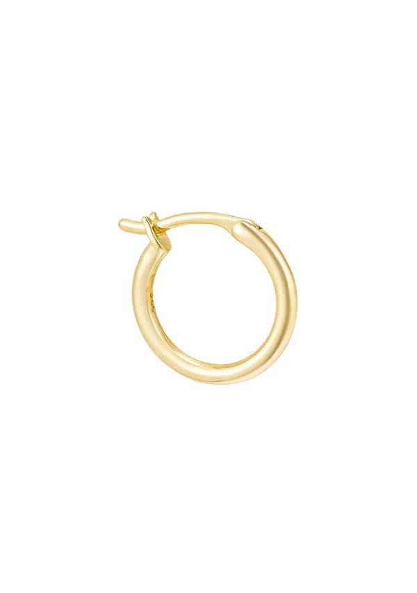 [Color: Gold] A classic gold colored hoop earring, made with hypoallergenic fourteen karat gold plated sterling silver. 