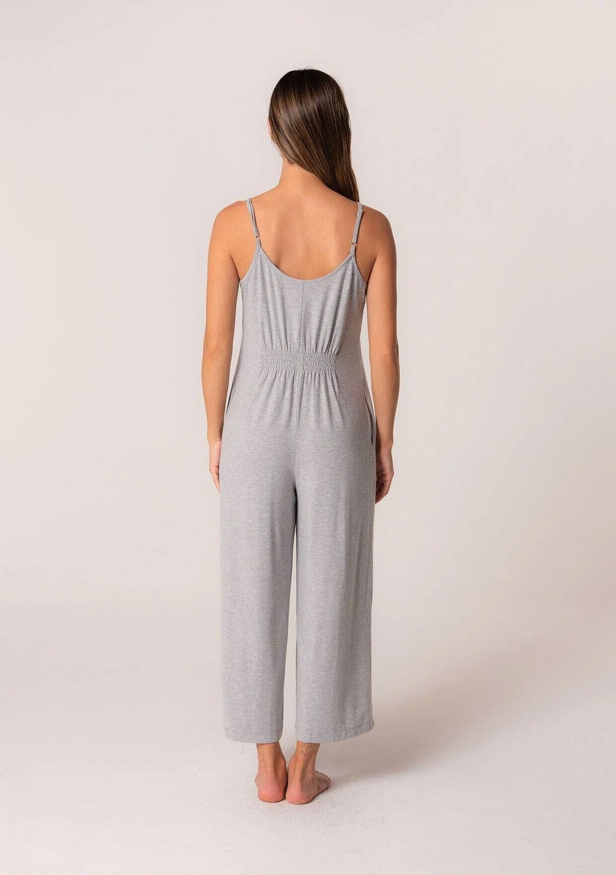 Women's Sleeveless Heather Grey Lounge Jumpsuit | LOVESTITCH