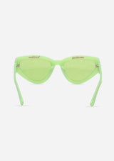 [Color: Lime Green] A modern take on the retro cat eye sunglasses in a lime green frame.