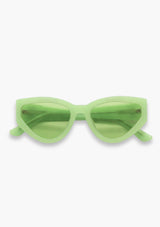 [Color: Lime Green] A modern take on the retro cat eye sunglasses in a lime green frame.
