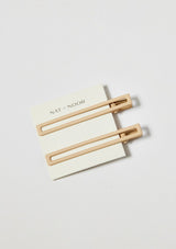 [Color: Bone] Off white long alligator style metal hair clips.