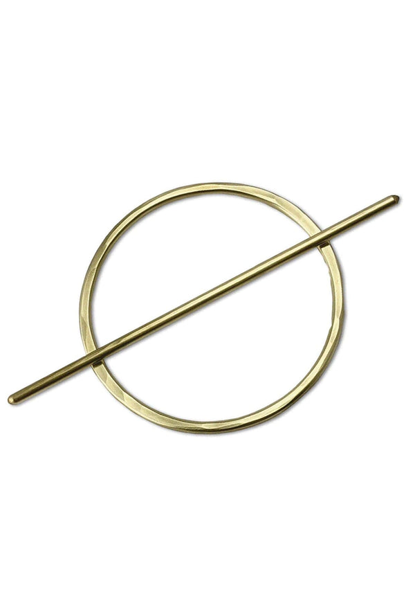 [Color: Brass] A brass oval hair slide.