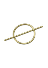 [Color: Brass] A size small brass oval hair slide. 