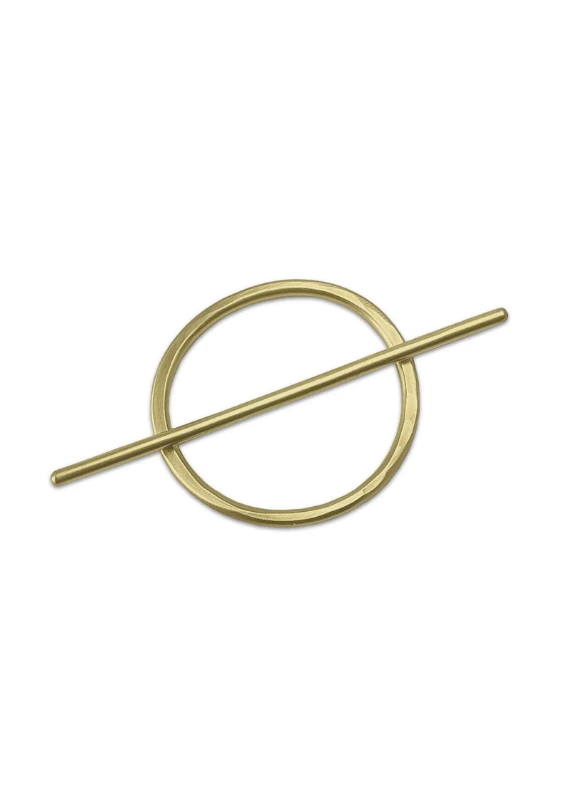 [Color: Brass] A size small brass oval hair slide. 
