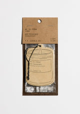 Two cardboard air freshener tags in Pinon scent from PF Candle.