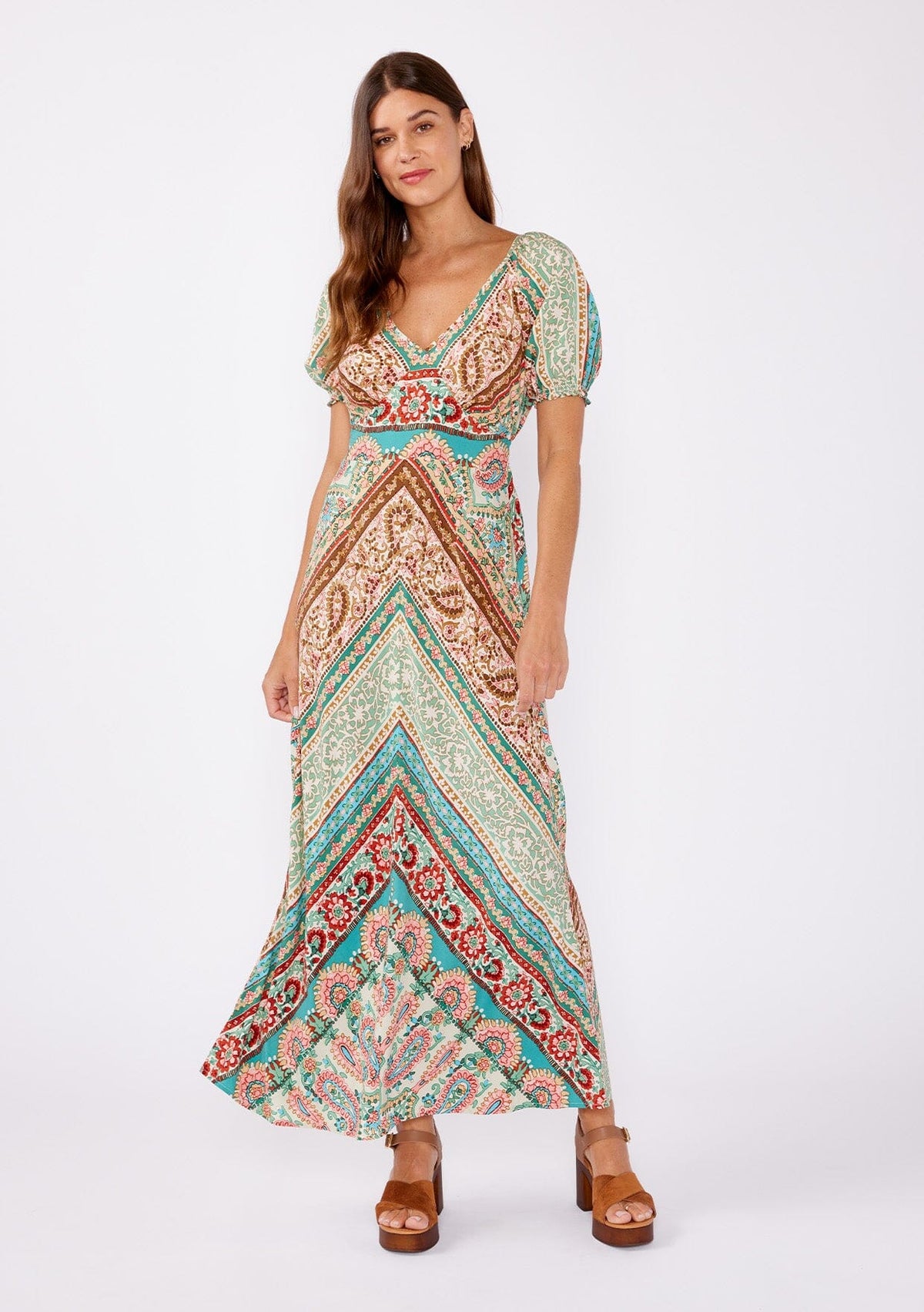 Boho Dreams Maxi Dress Jade/Natural / M