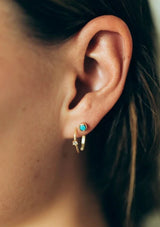 Simple, hypoallergenic, fourteen karat gold plated studs on a sterling silver base with a delicate faux turquoise stone. 