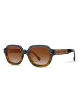 [Color: Oak Moss] Acetate Sunglasses with gradient brown lens and tan lenses made by Shwood. 