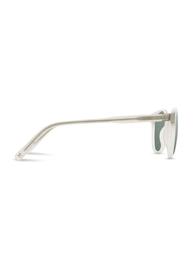 [Color: Bone] Classic white acetate sunglasses.
