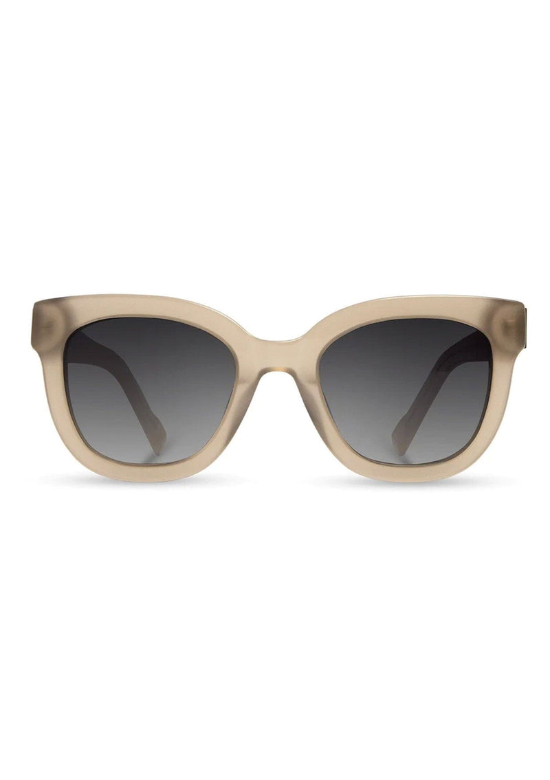 [Color: Mushroom] Sunglasses with a light mushroom brown frame and a rose flower inlay.