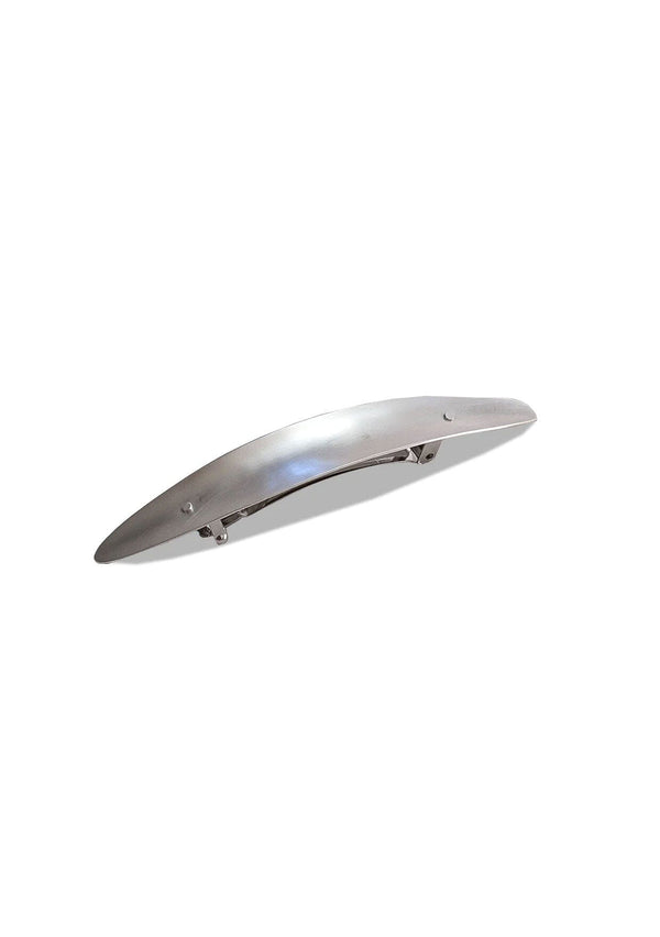 [Color: Sterling Silver] A silver hair barrette, handmade in the USA.