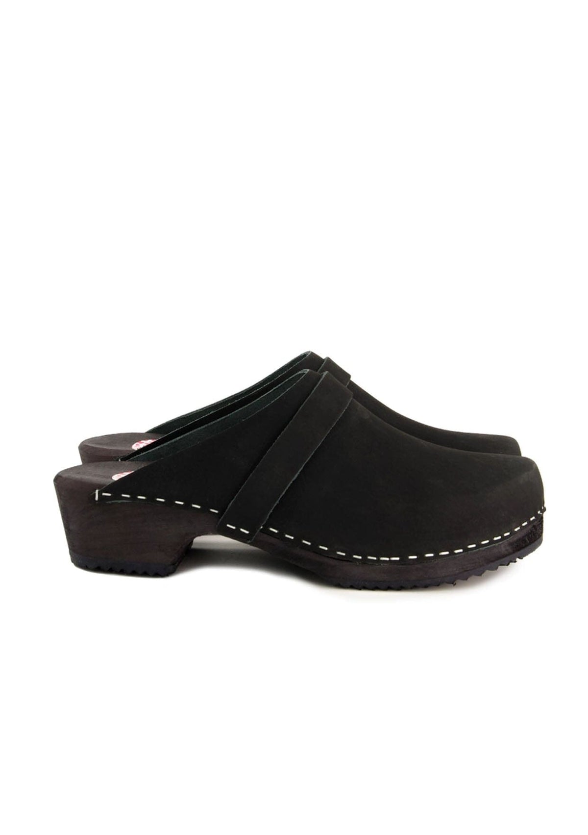 Lili and Lala Casual Black Clog - Leather + Wood | LOVESTITCH
