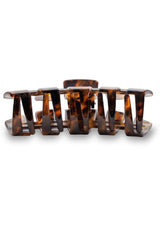 [Color: Tortoise] Dark tortoise brown acetate hair claw clip made by TELETIES