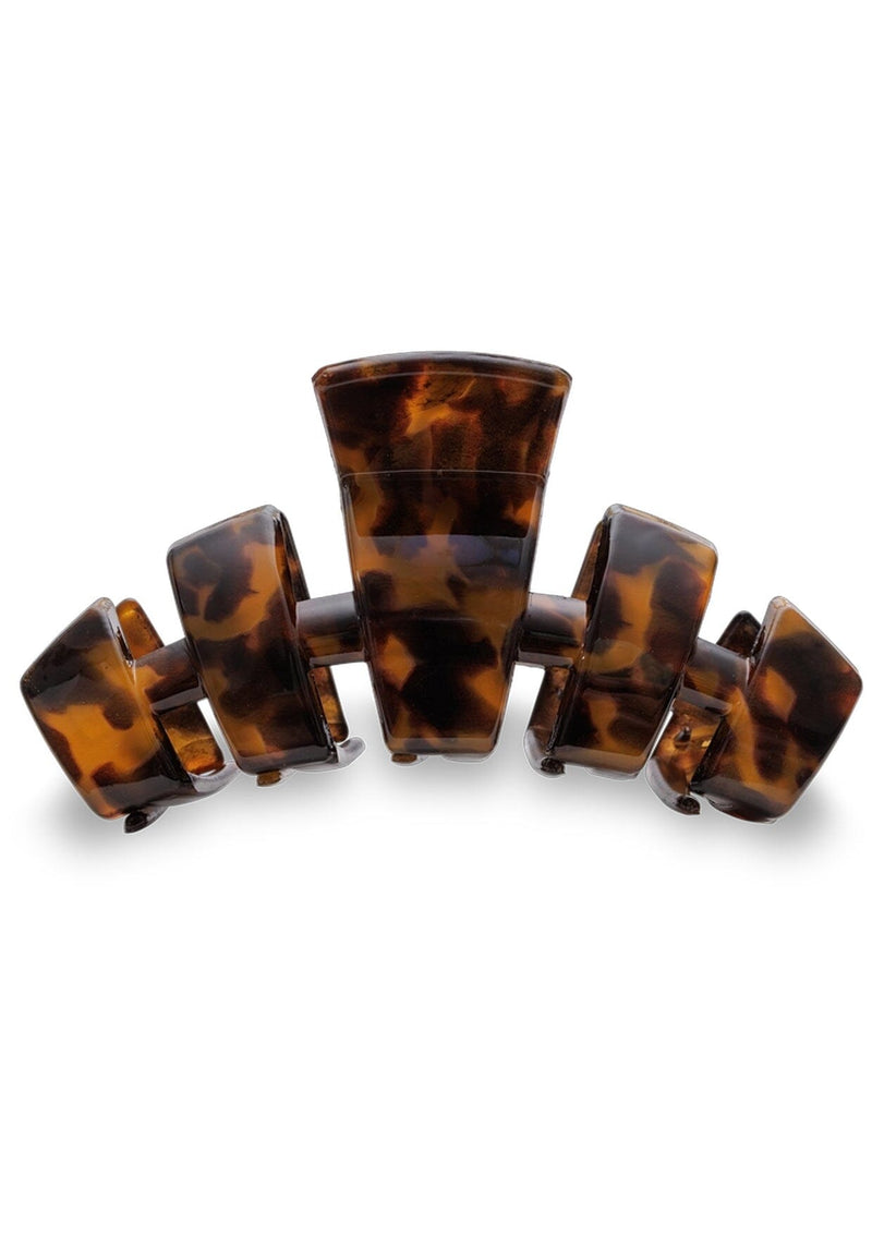 [Color: Tortoise] Dark tortoise brown acetate hair claw clip made by TELETIES