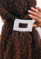 [Color: Coconut White] White Flat rectangle hair clip made by TELETIES