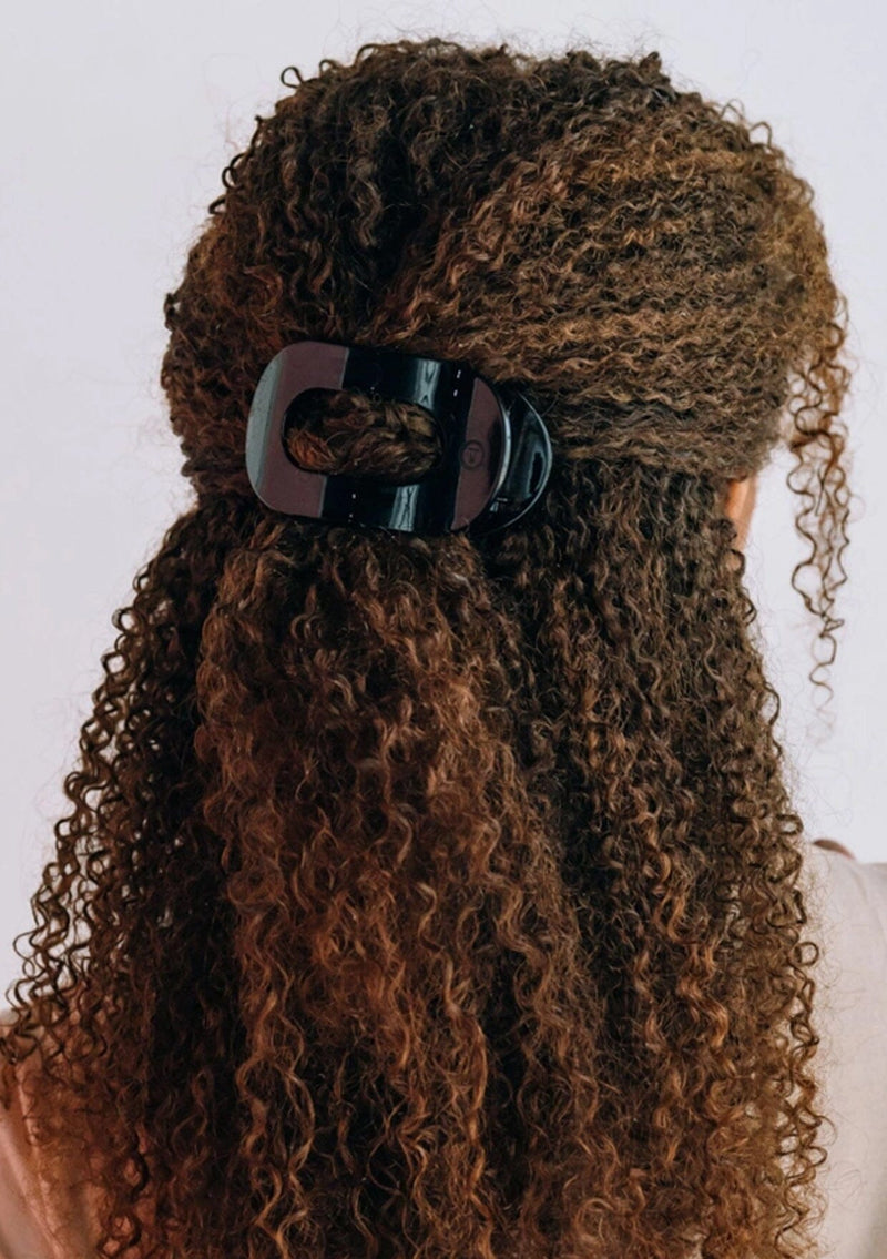 [Color: Black] Black flat round hair clip made by TELETIES