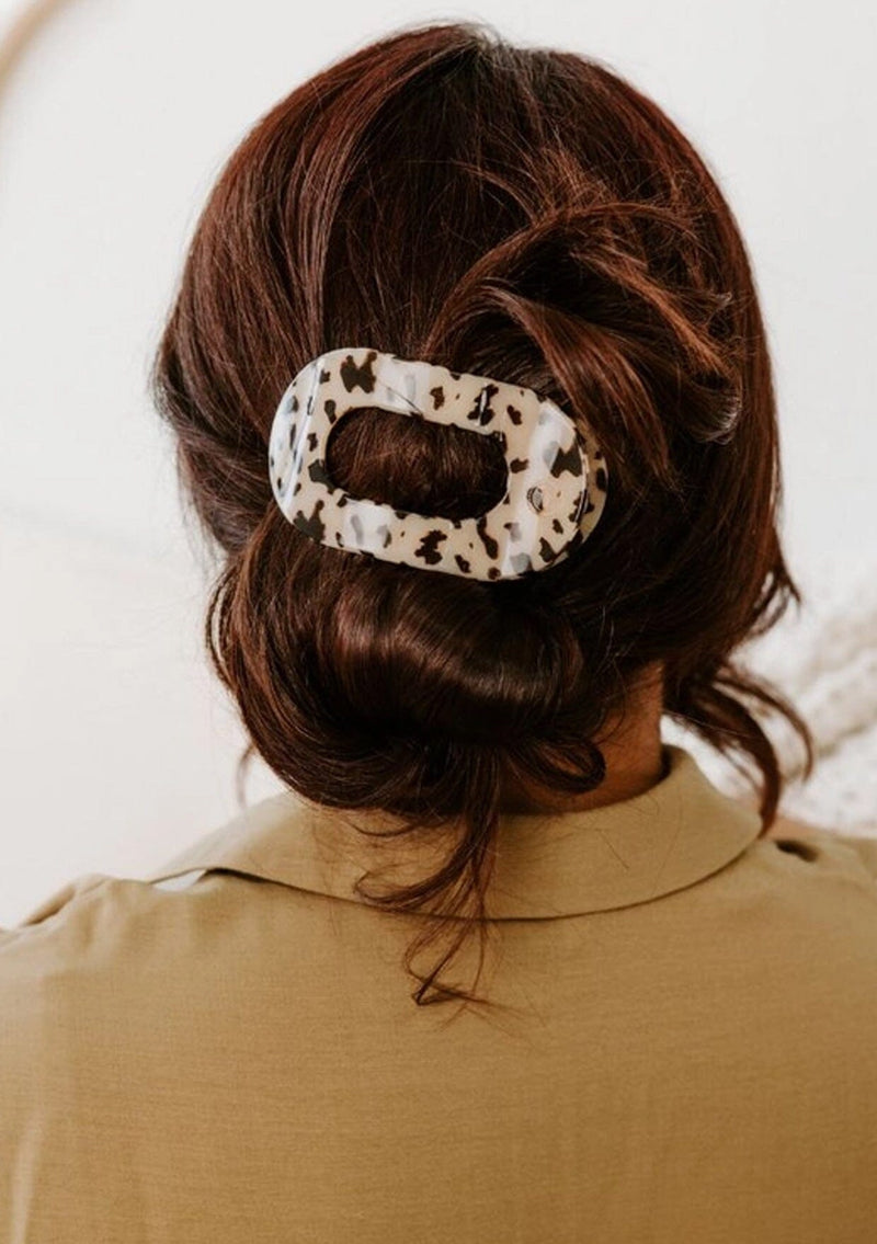 [Color: Blonde Tortoise] Light tortoise, brown and ivory, flat round hair clip made by TELETIES