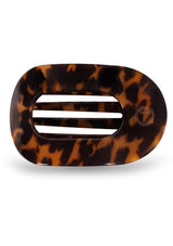 [Color: Tortoise] Tortoise, brown flat round hair clip made by TELETIES