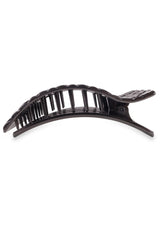 [Color: Black] Black quilted flat rectangle hair clip made by TELETIES