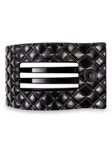 [Color: Black] Black quilted flat rectangle hair clip made by TELETIES