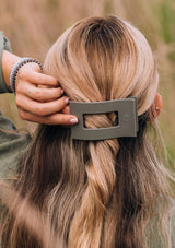 [Color: Sage] Sage green Flat rectangle hair clip made by TELETIES
