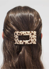 [Color: Blonde Tortoise] Light tortoise, brown and tan, flat rectangle hair clip made by TELETIES