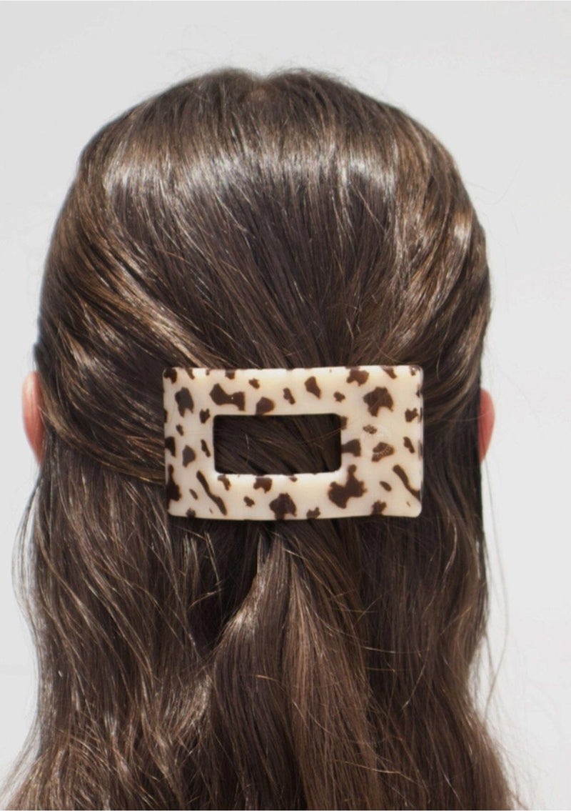 [Color: Blonde Tortoise] Light tortoise, brown and tan, flat rectangle hair clip made by TELETIES