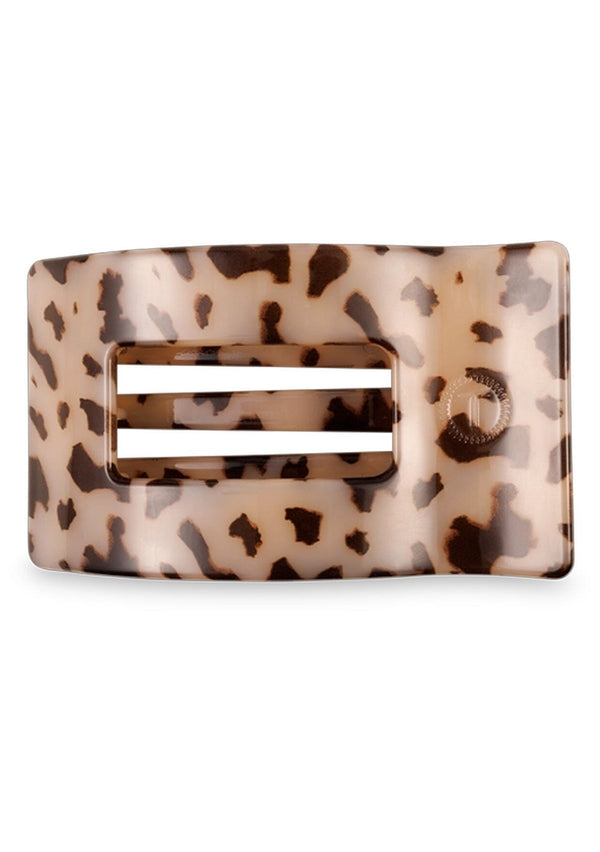 [Color: Blonde Tortoise] Light tortoise, brown and tan, flat rectangle hair clip made by TELETIES