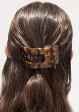 [Color: Tortoise] Tortoise, brown flat rectangle hair clip made by TELETIES