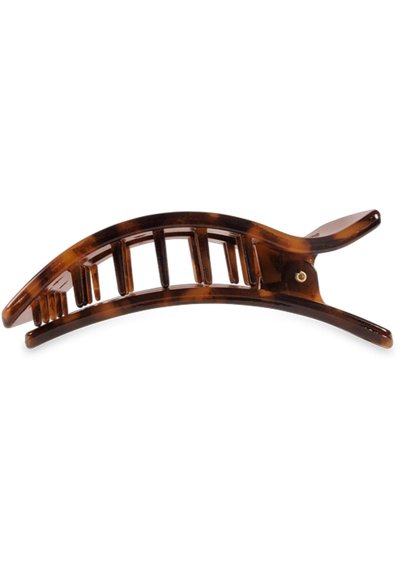 [Color: Tortoise] Tortoise, brown flat rectangle hair clip made by TELETIES