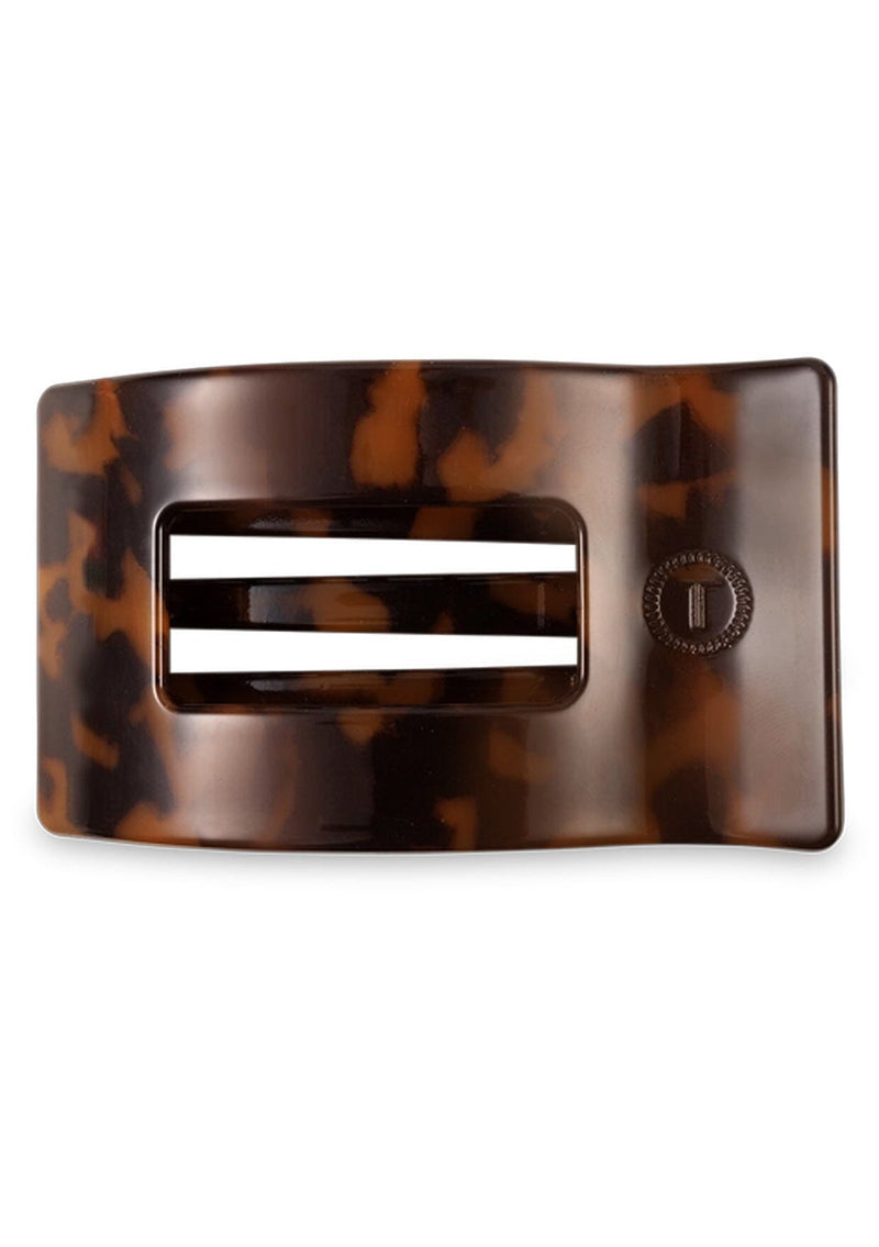 [Color: Tortoise] Tortoise, brown flat rectangle hair clip made by TELETIES