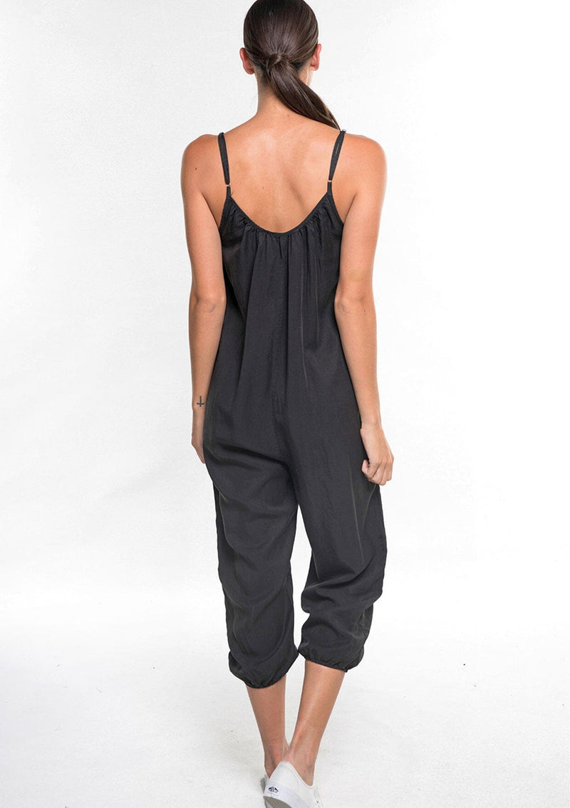 [Color: Black] Our super soft garment dyed sleeveless boho jumpsuit was made for playing, running errands, or lounging at home! Featuring a relaxed fit.