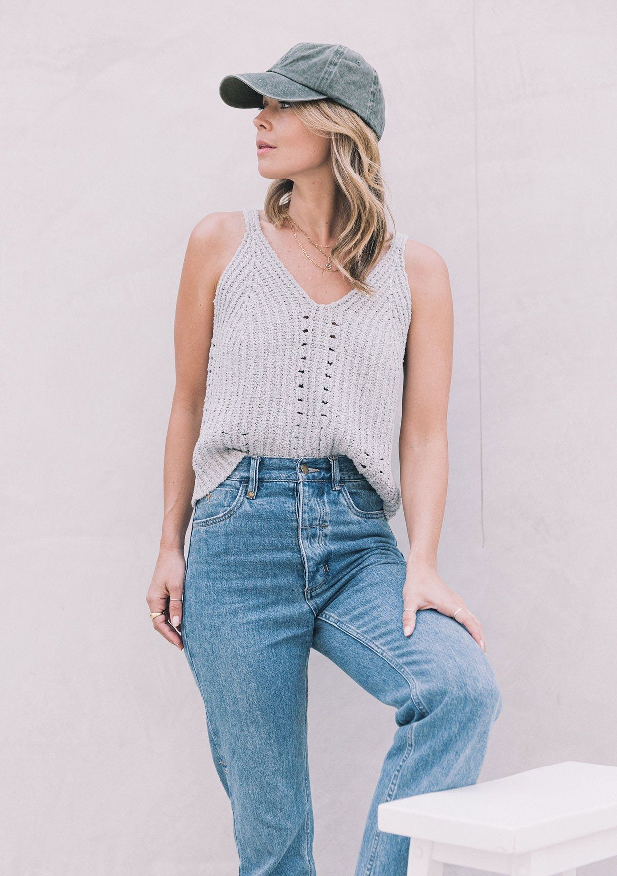 Double VNeck Ribbed Knit Sweater Tank Top LOVESTITCH