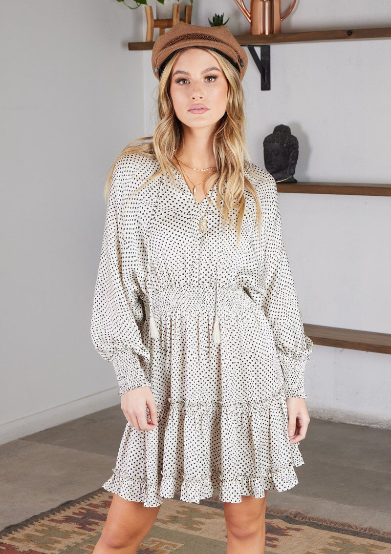 Boho Long Sleeve Polka Dot Mini Dress | LOVESTITCH Boho Long Sleeve Polka Dot Mini Dress | LOVESTITCH