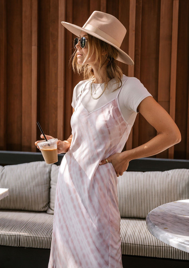 pink tie dye slip dress Silk Wrap Slip Maxi Dress