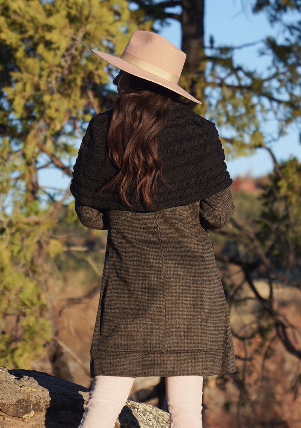 [Color: Black/Brown] Shop this unique, vintage mid length wool blend coat.