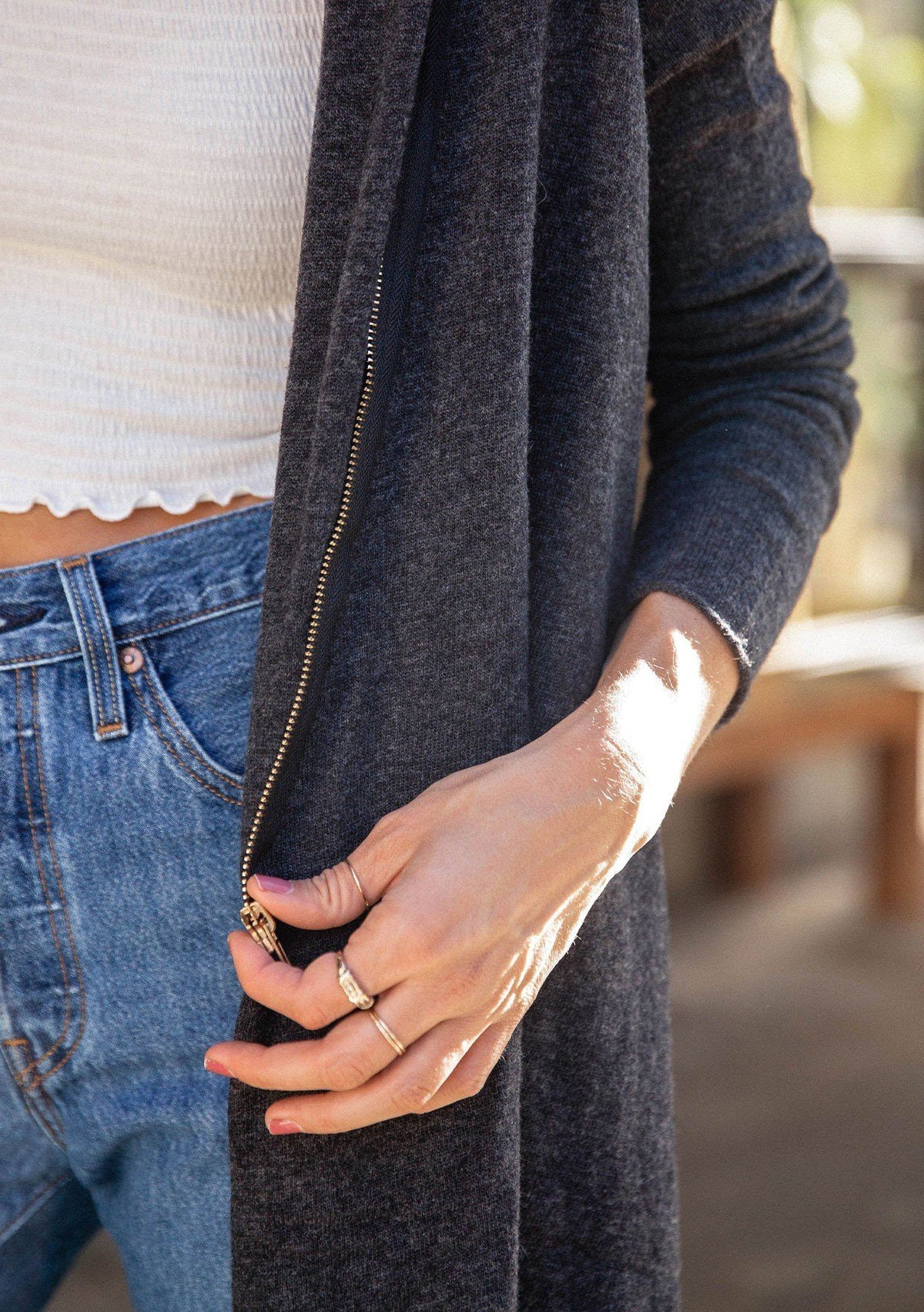 Wool Blend Asymmetric Zip Cardigan | LOVESTITCH