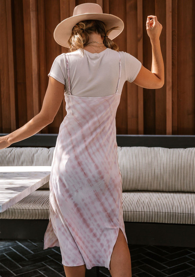 Pink Tie Dye Bias Cut Midi Slip Dress | LOVESTITCH Pink Tie Dye Bias Cut Midi Slip Dress | LOVESTITCH
