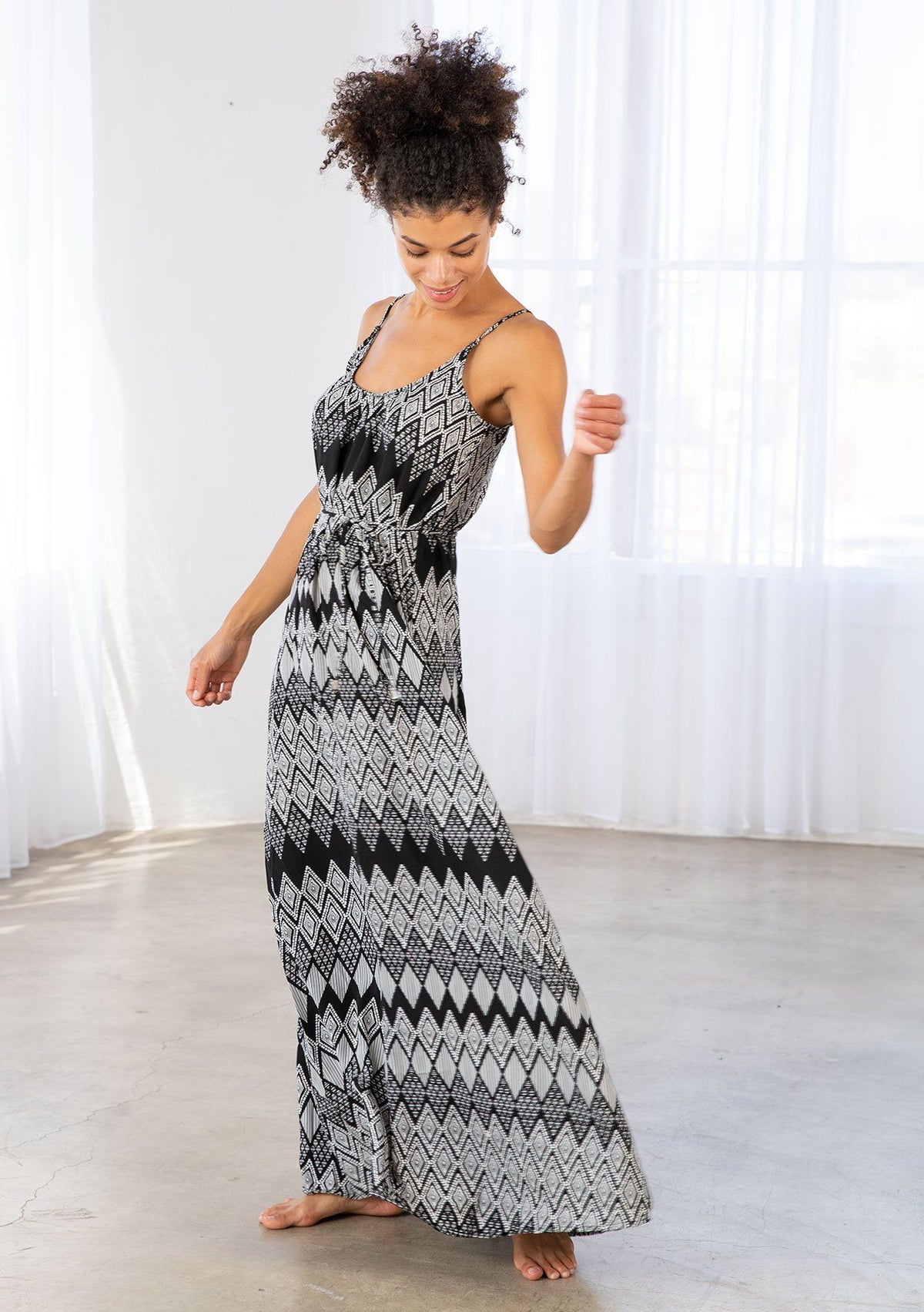 Diamond Print Maxi Dress
