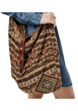 [Color: Multi/Tan] Lovestitch cotton, seventies style, tribal-inspired tapestry bag