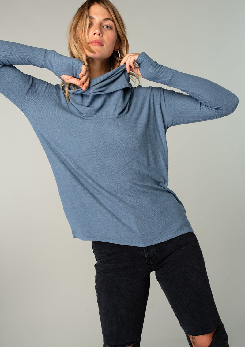 Soft Bamboo Long Sleeve Cowl Neck Top