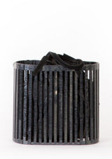 [Color: Black Pearl] Lovestitch pearl resin cage bag with leather handle